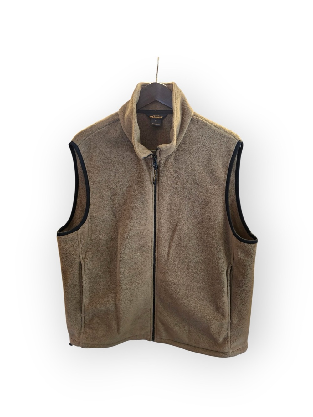 Woolrich Men's Full Zip Fleece Vest Tan Brown Large